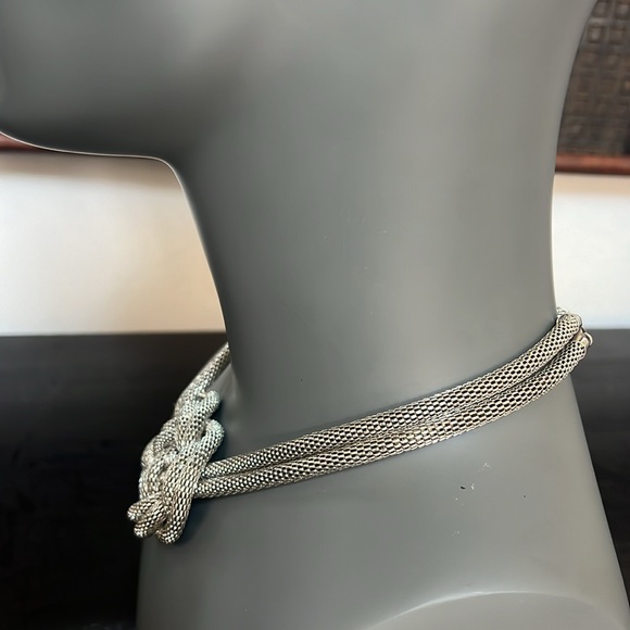 Statement necklace silver toned two strands adjustable - Picture 5 of 6